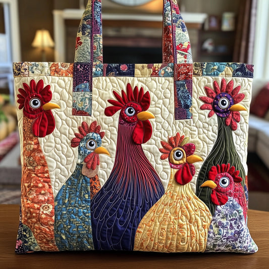 Everyday Whimsical Chicken Quilted Tote