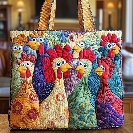 Everyday Rooster Parade Quilted Tote