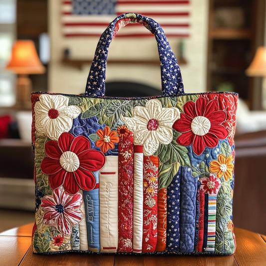 Floral Patchwork Quilt Quilted Tote