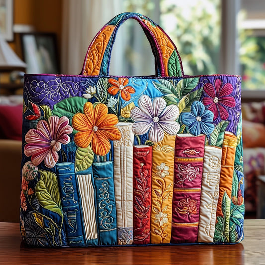 Rooster Floral Colorful Quilted Tote