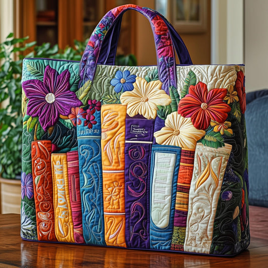 Everyday Colorful Flowers Quilted Tote