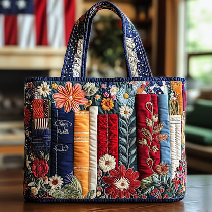 Floral Patchwork Embroidery Quilted Tote