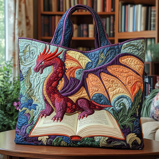Red Dragon Book Quilted Tote