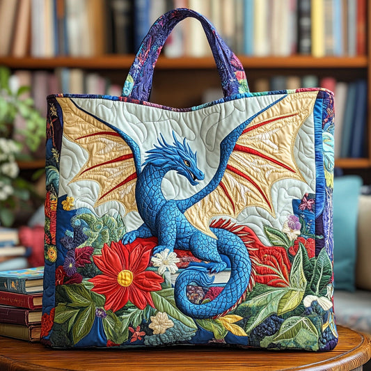 Blue Dragon Floral Quilted Tote