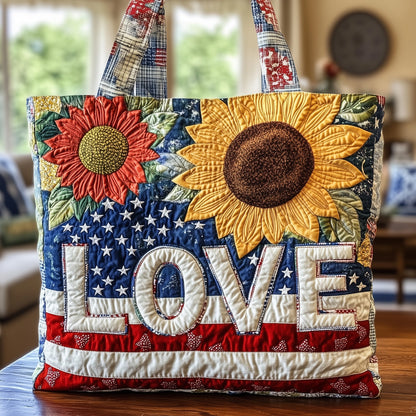 Everyday Sunflowers Flag Quilted Tote