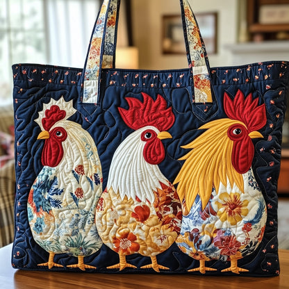 Everyday Roosters Quilted Tote Bag