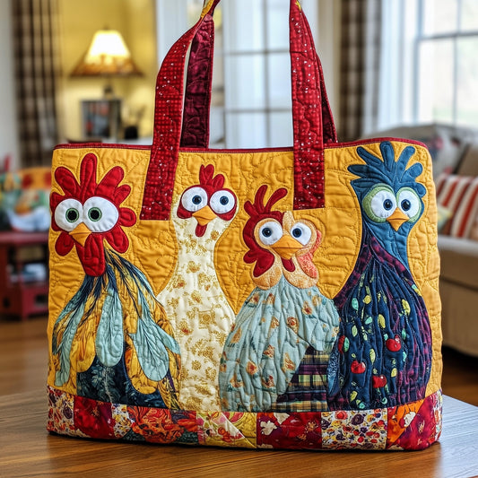The Joyful Chicken Quilted Tote