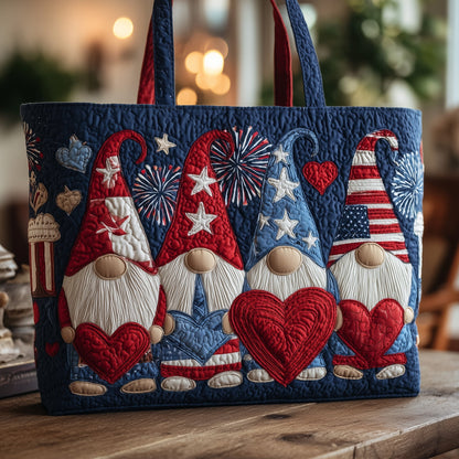 Everyday Patriotic Gnomes Quilted Tote