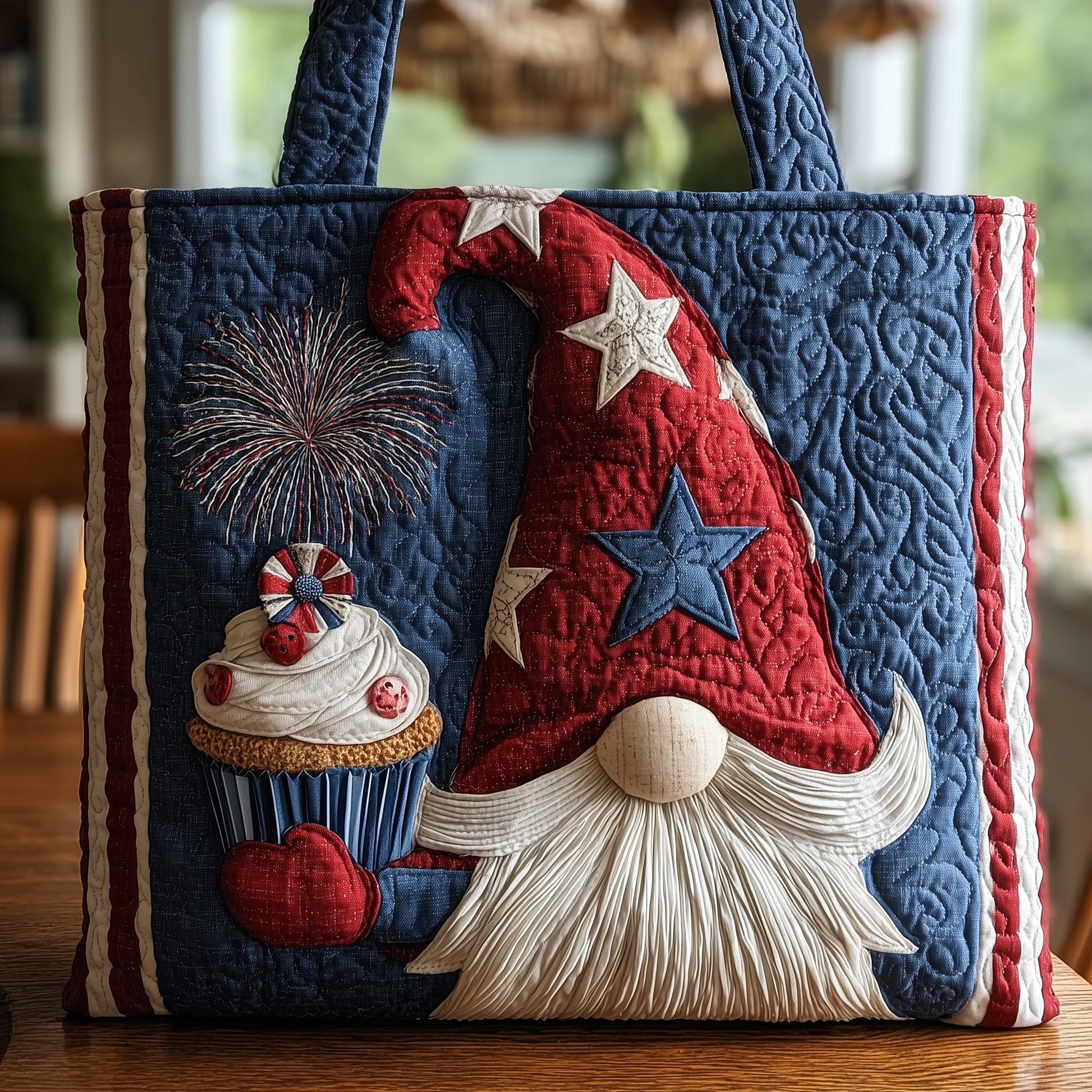 Everyday Patriotic Gnome Quilted Tote