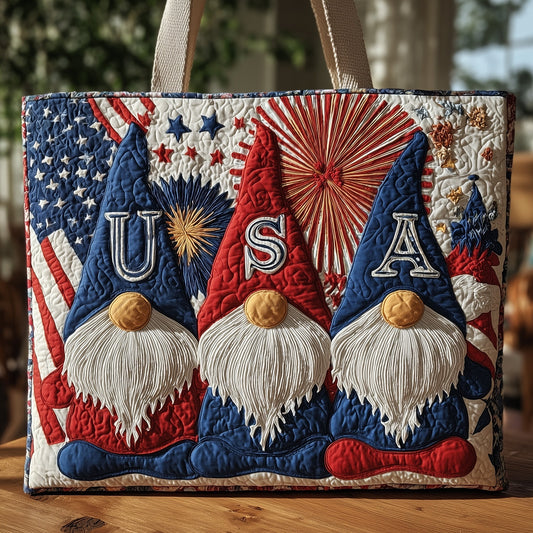 Usa Patriot Gnome Quilted Tote