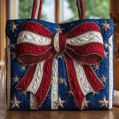 Red White Blue Bow Quilted Tote