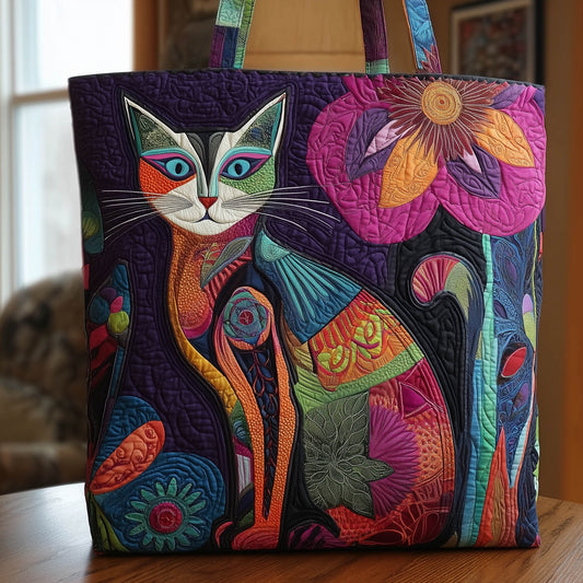 The Floral Cat Quilted Tote