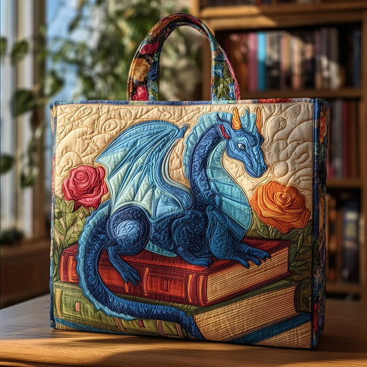 The Dragon And Books Quilted Tote 5041