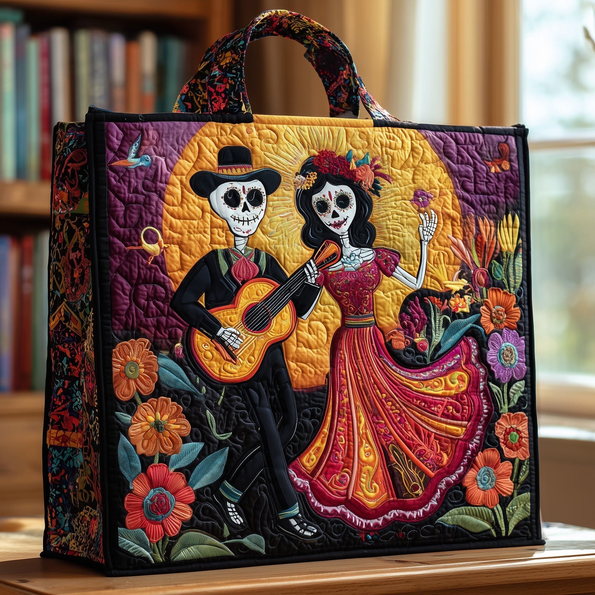 Festive Sugar Skulls Quilted Tote