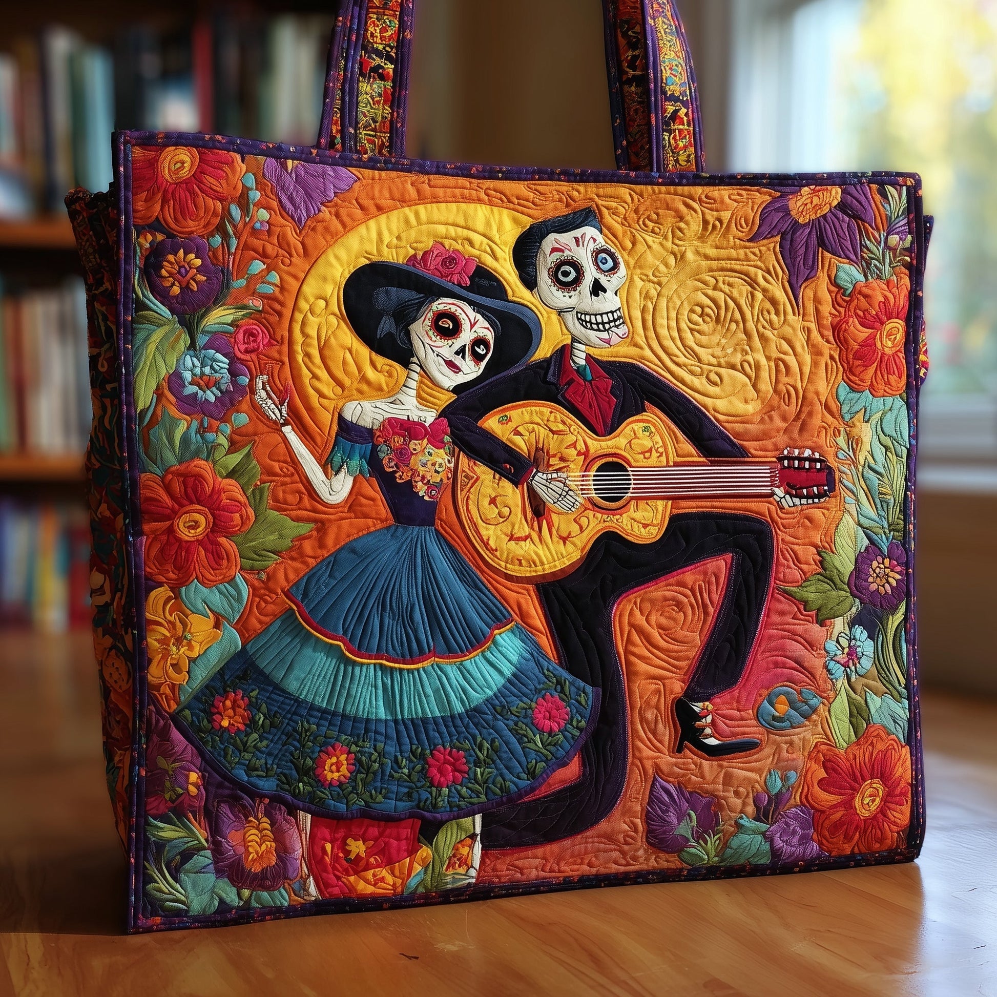 Day Of Dead Quilted Tote