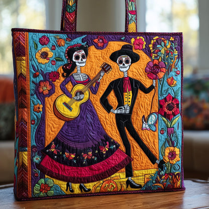 Festive Day Of The Dead Quilted Tote