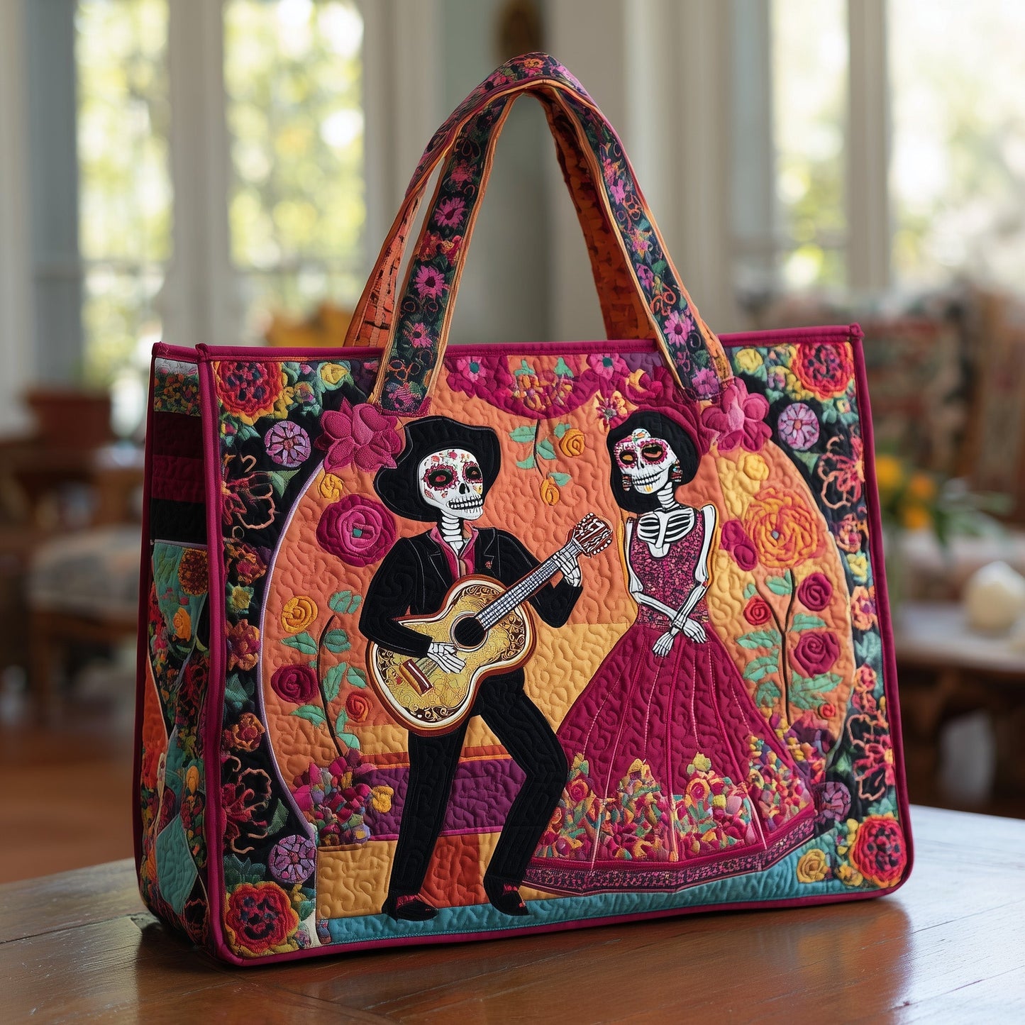 Day Of The Dead Quilted Tote 5053