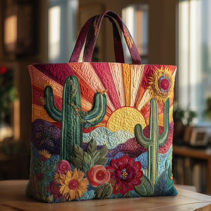 Everyday Cactus Sunflowers Quilted Tote