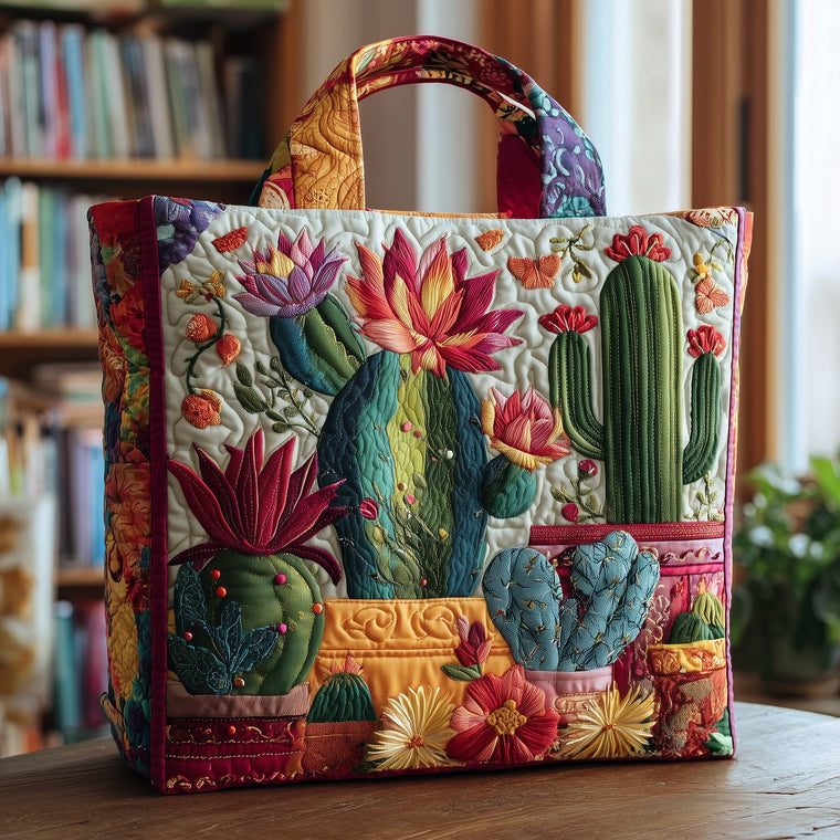 Colorful Blooming Cactus Tote Bag