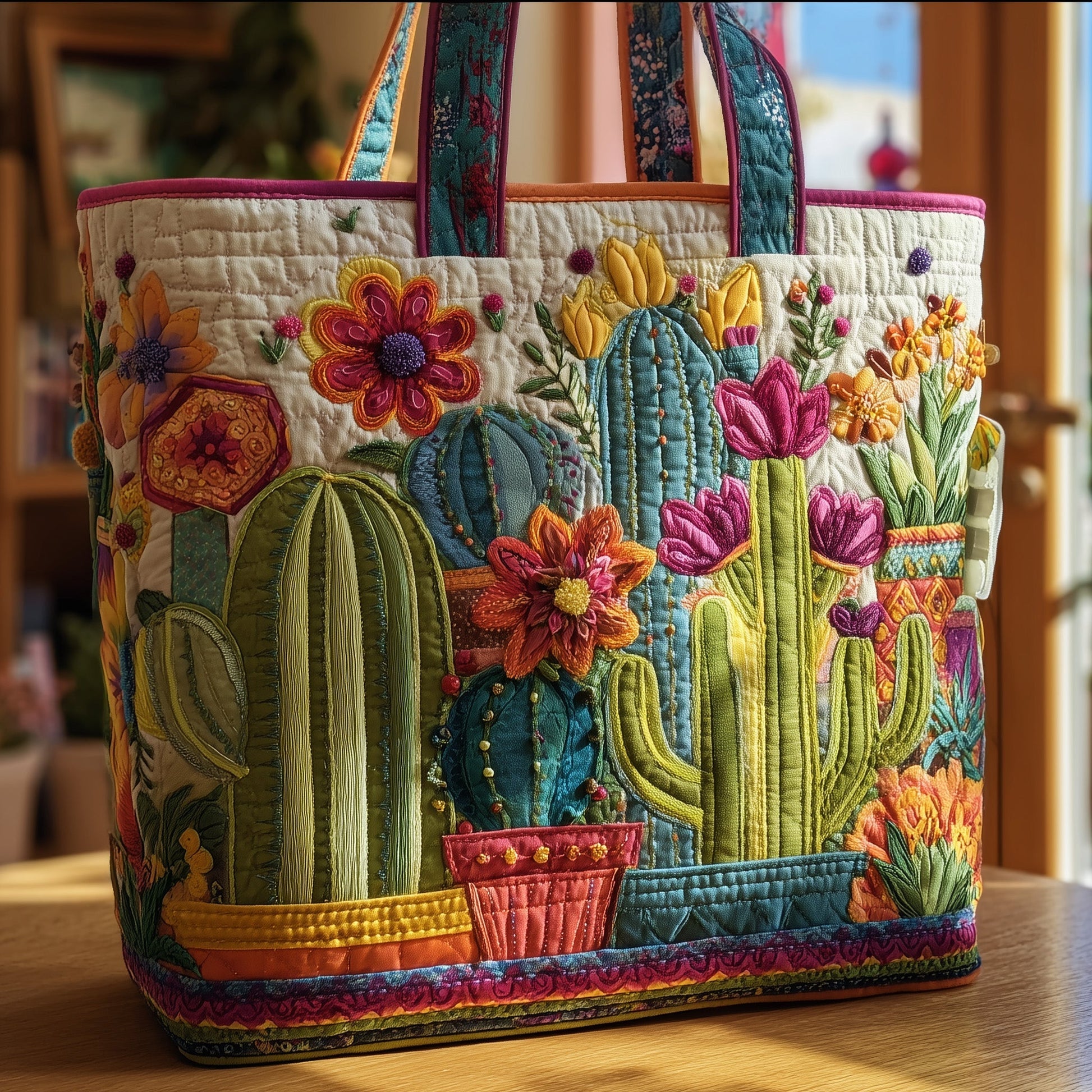 Colorful Cactus Flowers Tote Bag