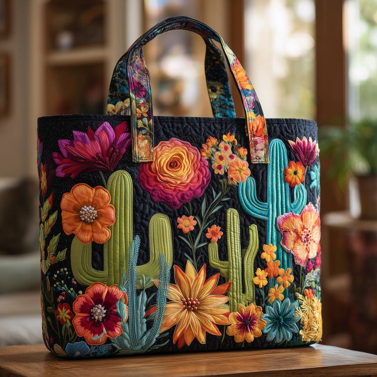 Everyday Cactus Floral Quilted Tote