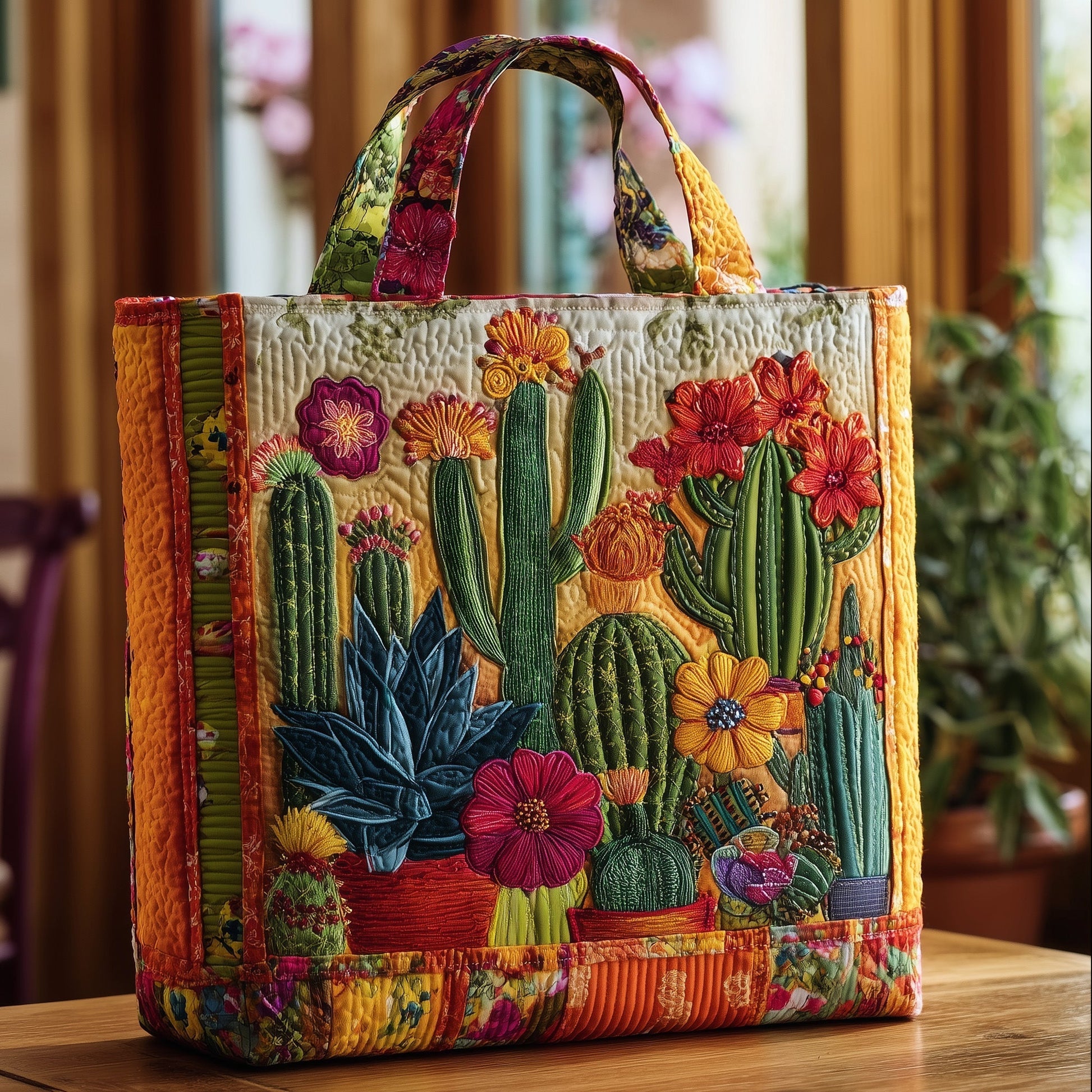 The Vibrant Cactus Quilted Tote