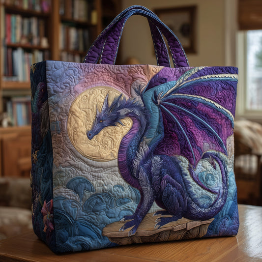 Dragon Under Moon Quilted Tote