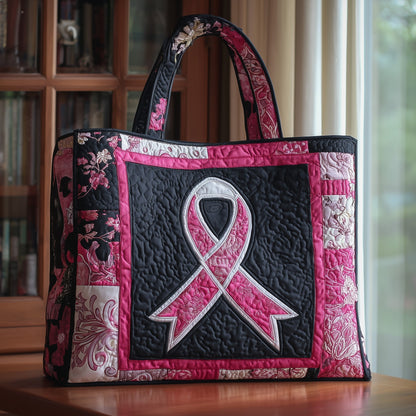 Pink Ribbon Awareness Quilted Tote
