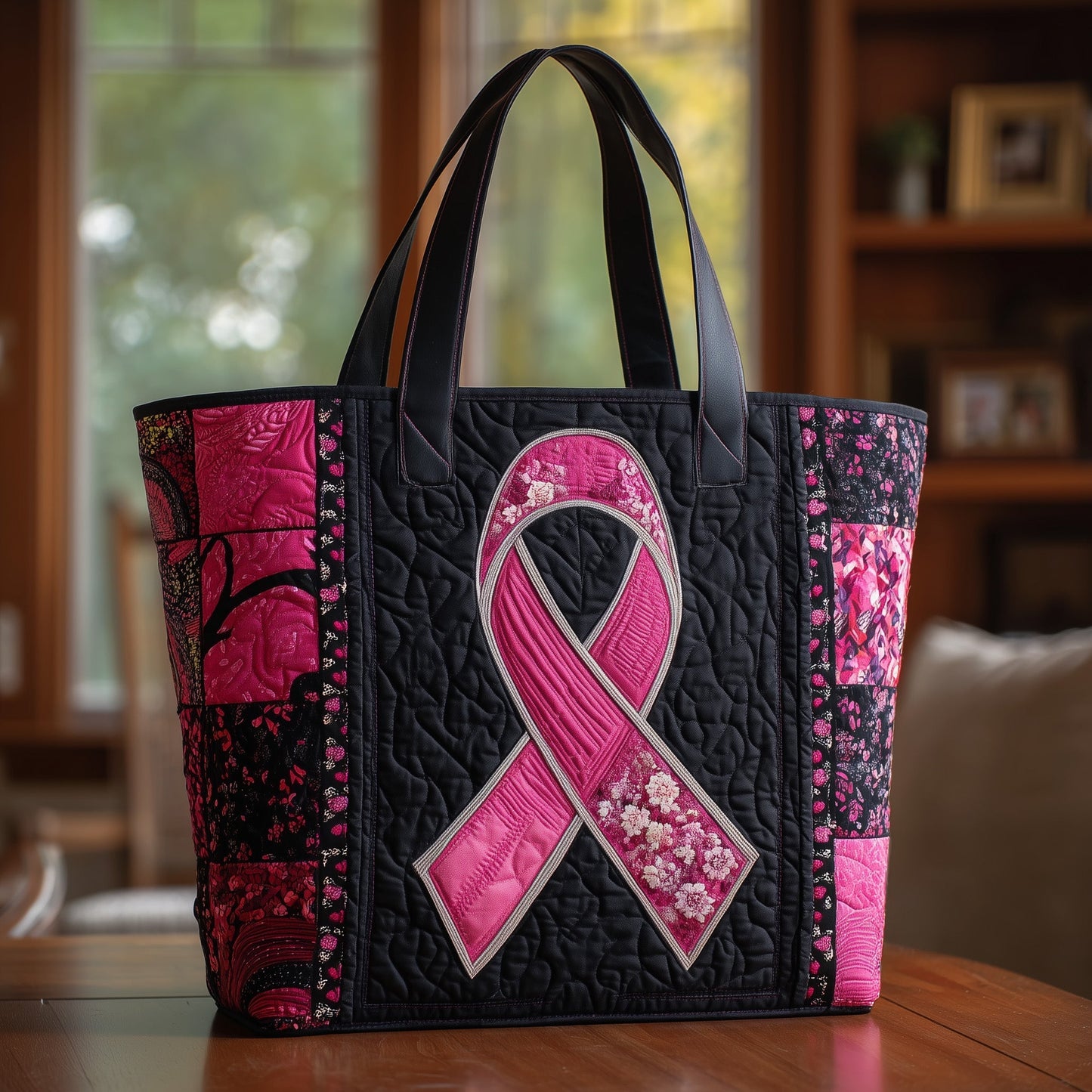 Everyday Pink Ribbon Quilted Tote