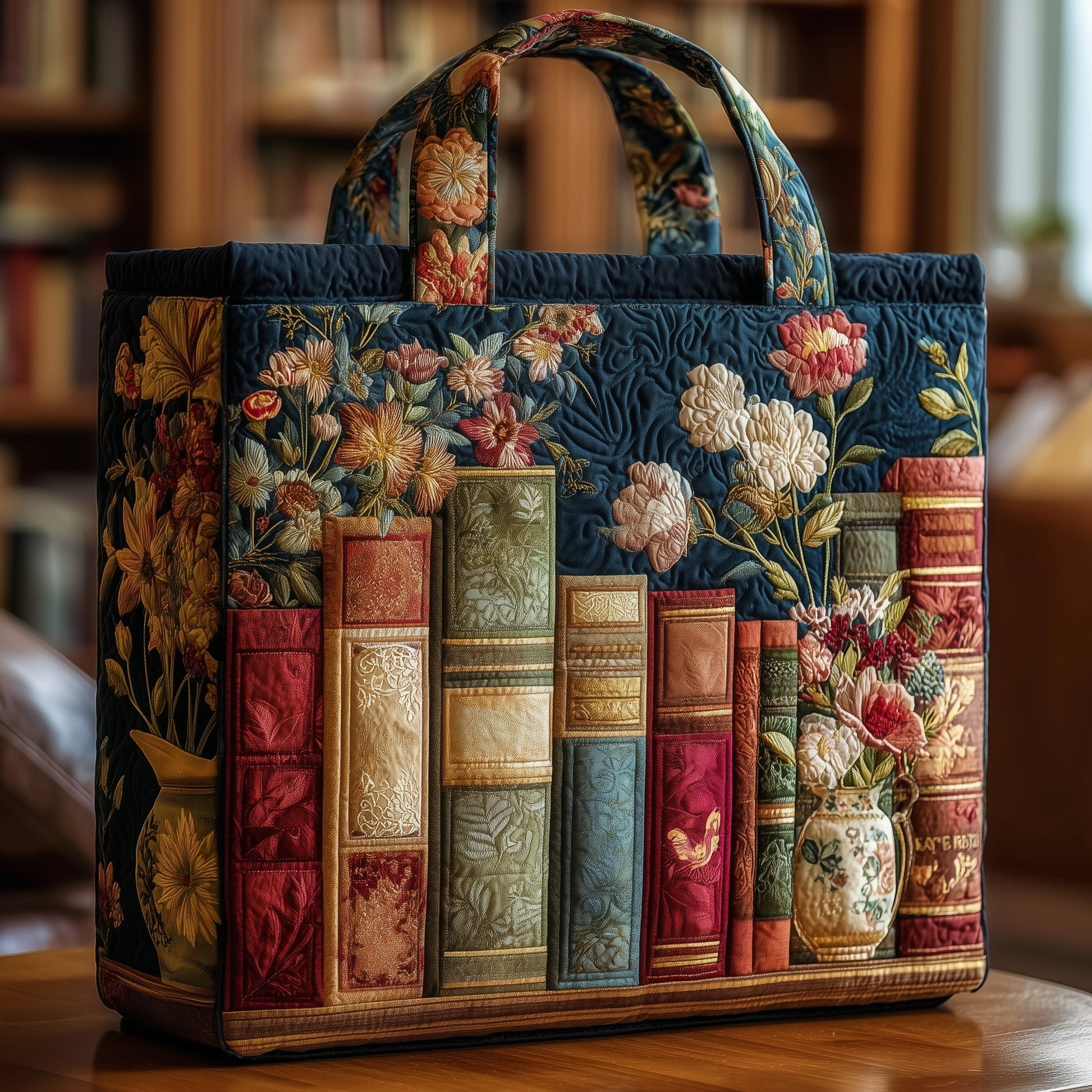 The Vintage Book Lover Quilted Tote 5209