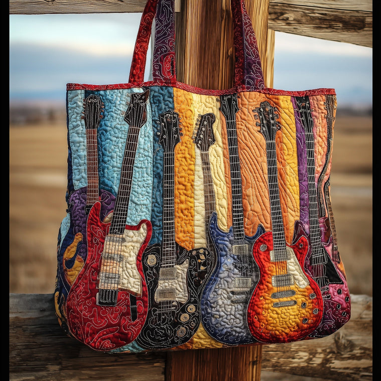 Everyday Rustic Guitar Quilted Tote
