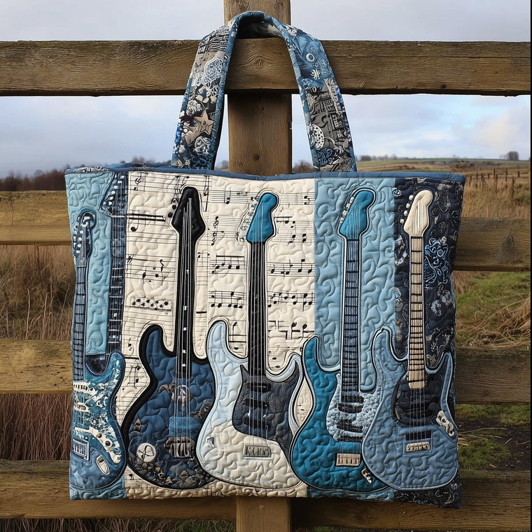 Guitar Music Instruments Quilted Tote