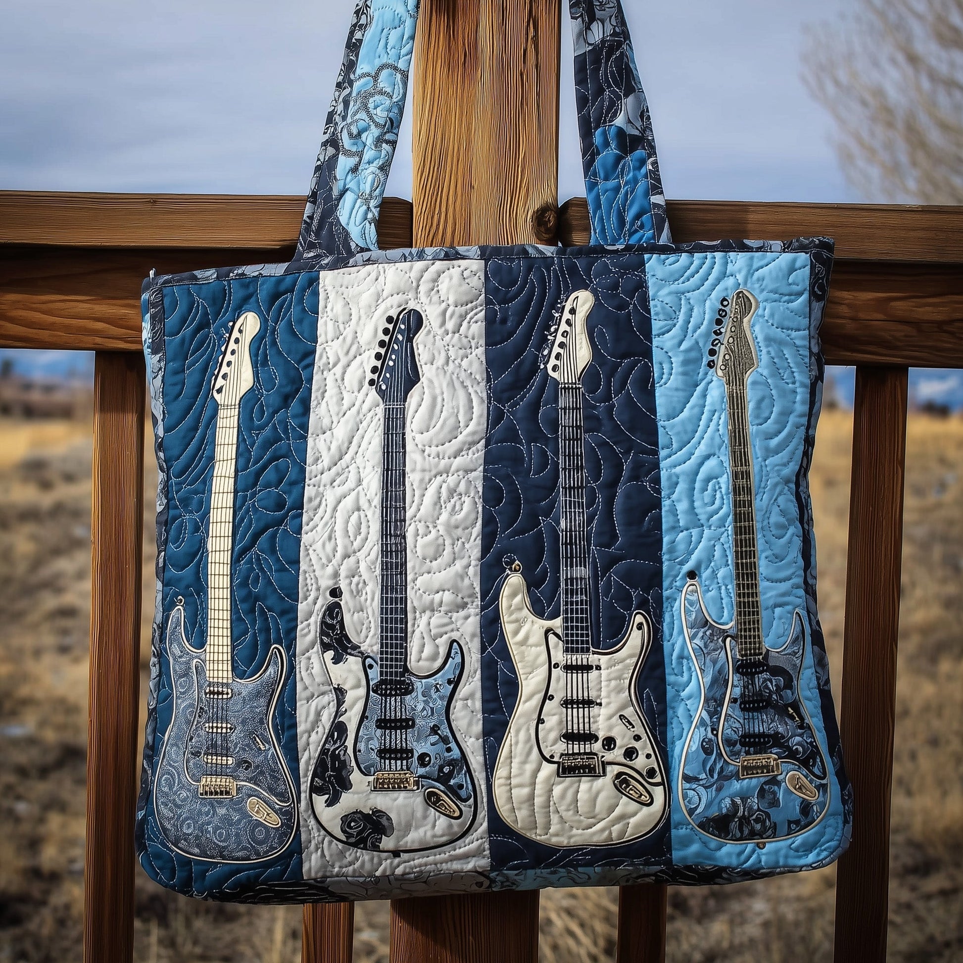 Everyday Guitar Harmony Quilted Tote