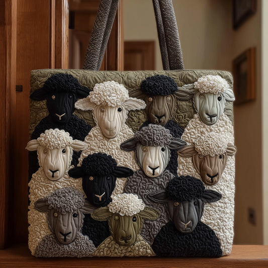 Everyday Whimsical Sheep Quilted Tote
