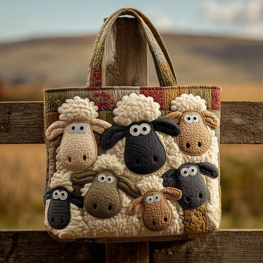 Sheep Farm Animals Quilted Tote