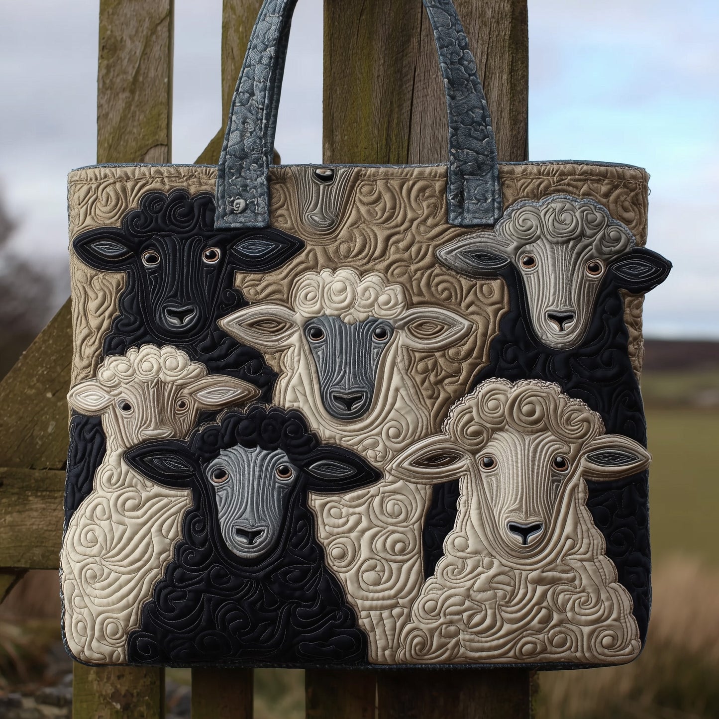 Everyday Rustic Sheep Quilted Tote
