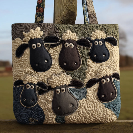 Everyday Sheep Illustration Quilted Tote