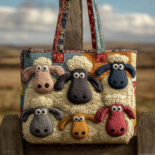 Sheep Cartoon Patchwork Quilted Tote