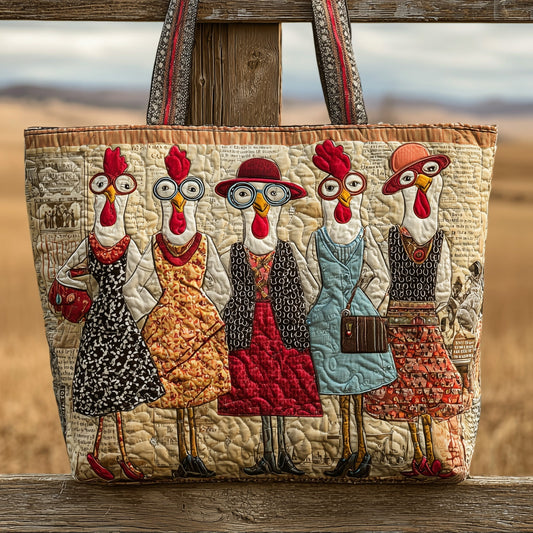 The Quirky Chicken Quilted Tote