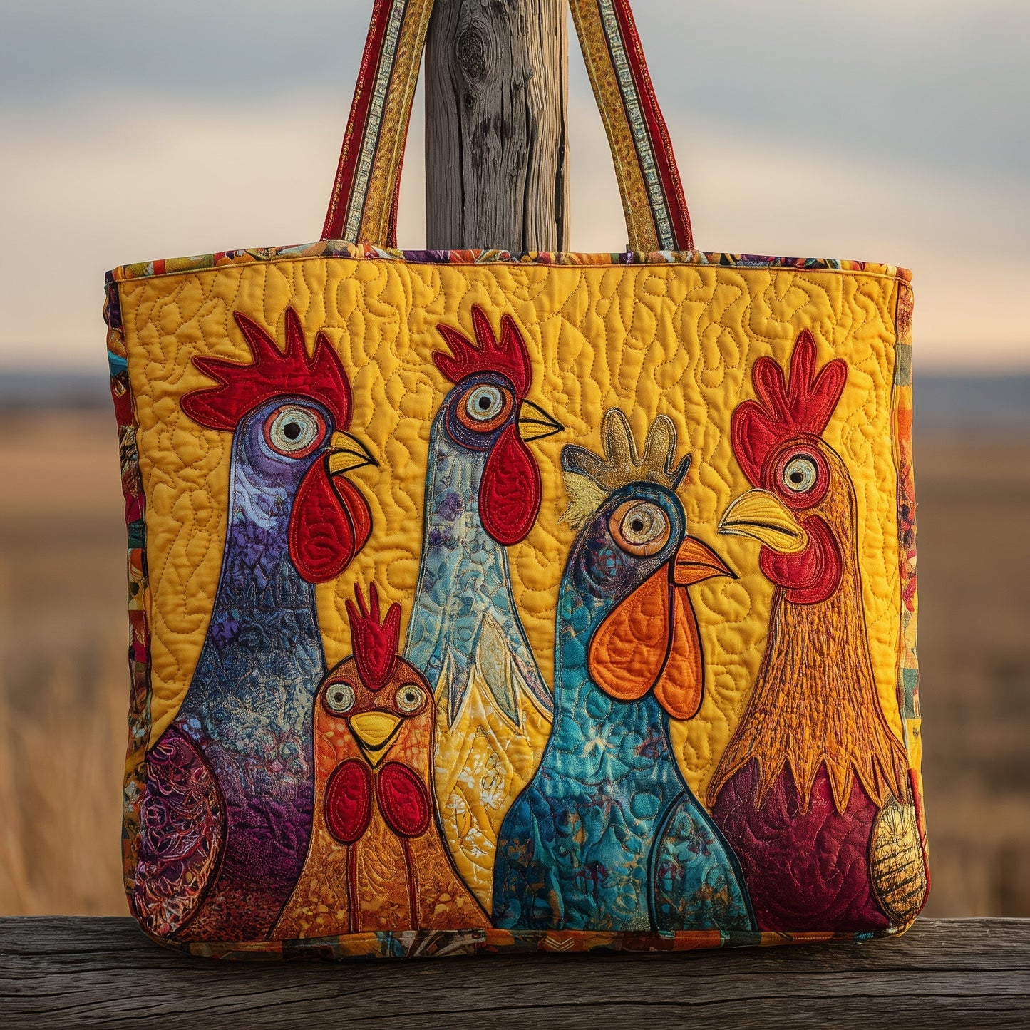 The Sunny Rooster Quilted Tote