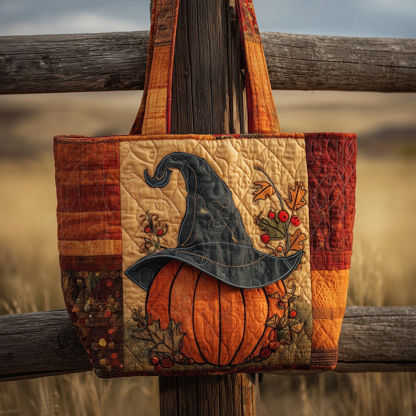 Everyday Witch Pumpkin Quilted Tote