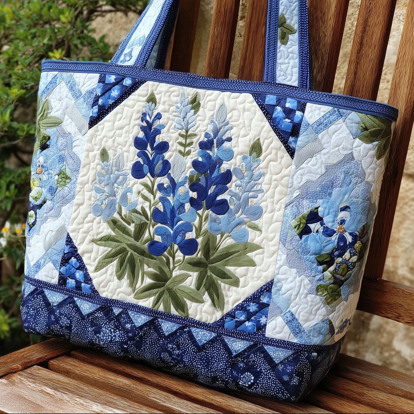 The Bluebonnet Bloom Quilted Tote