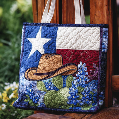 Texas Flag Bluebonnet Cactus Quilted Tote