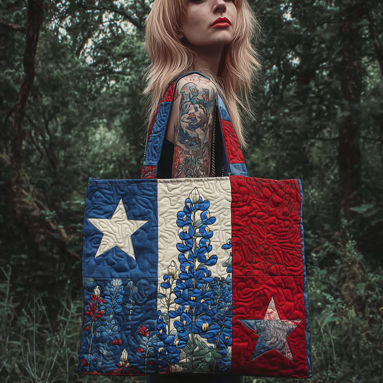 Bluebonnet Floral Patchwork Quilted Tote
