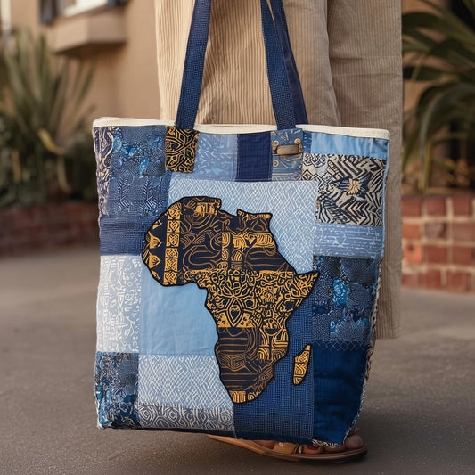 African Map Patchwork Quilted Tote