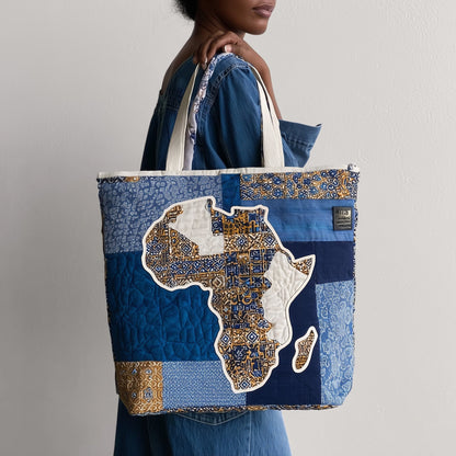 African Map Patchwork Tote Bag