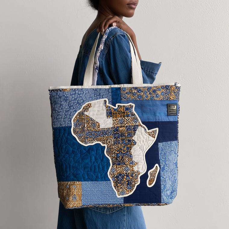 African Map Patchwork Tote Bag