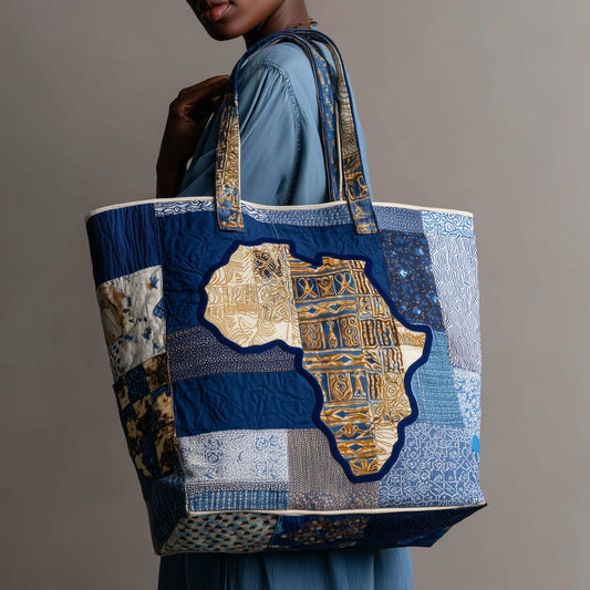 African Continent Patchwork Quilted Tote