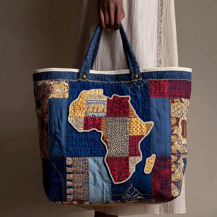 Map Of Africa Patchwork Quilted Tote