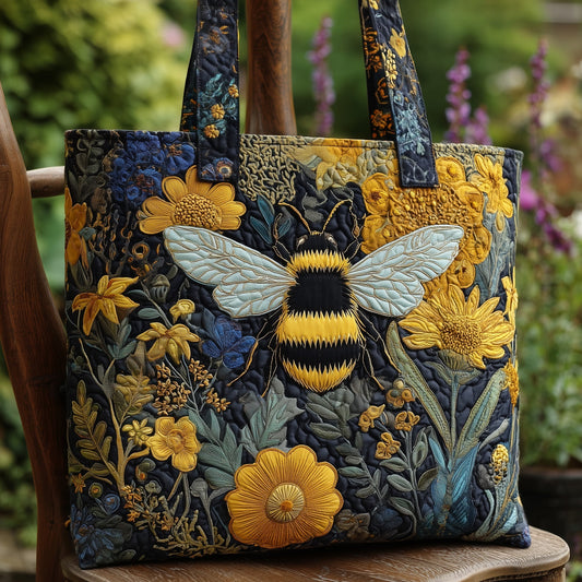Everyday Bee Flowers Quilted Tote